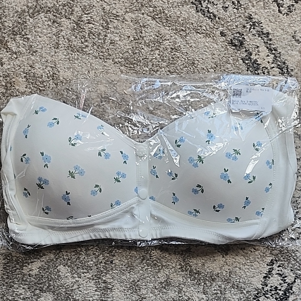 Daisy Floral Strapless Bra - Cream and Blue - Picture 4 of 5